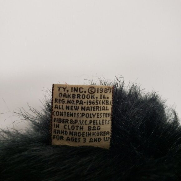 Ty 12" Blackie Black Teddy Bear Seated Vintage 1987 Stuffed Animal Plush - Picture 7 of 7